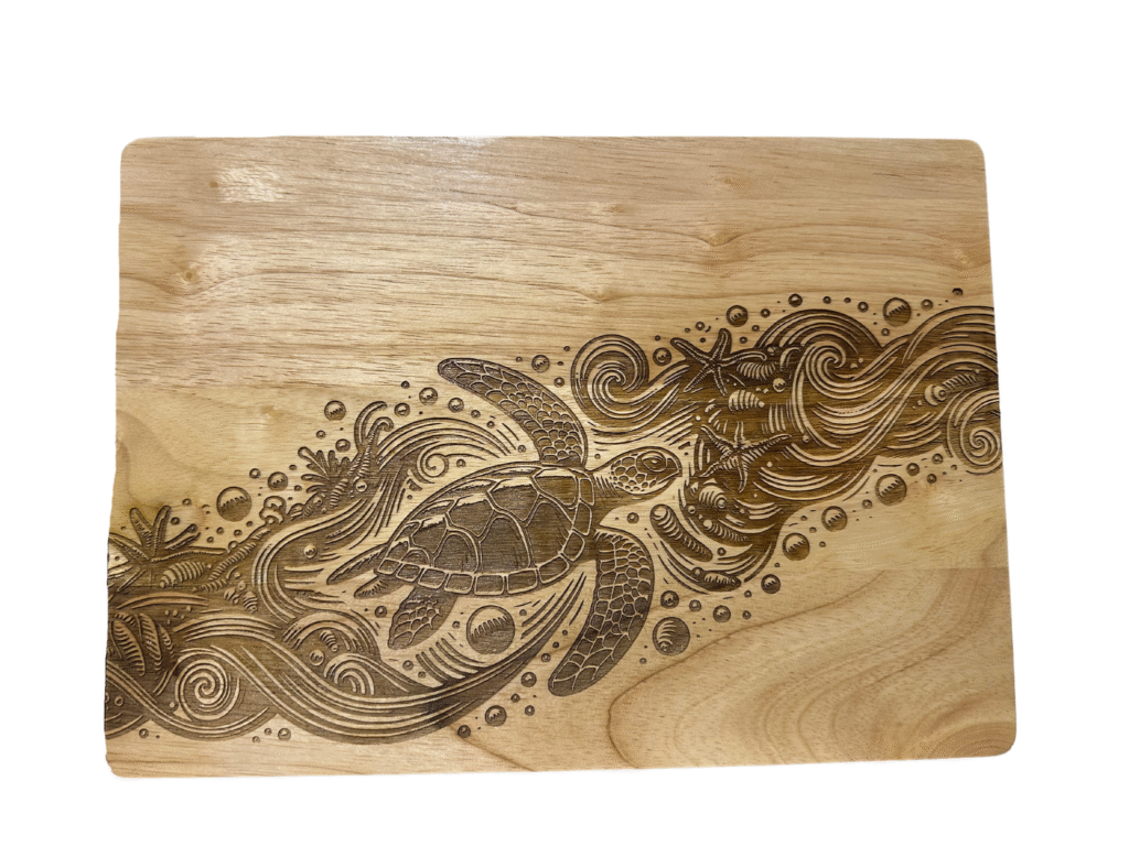 Turtle Rubberwood cutting board