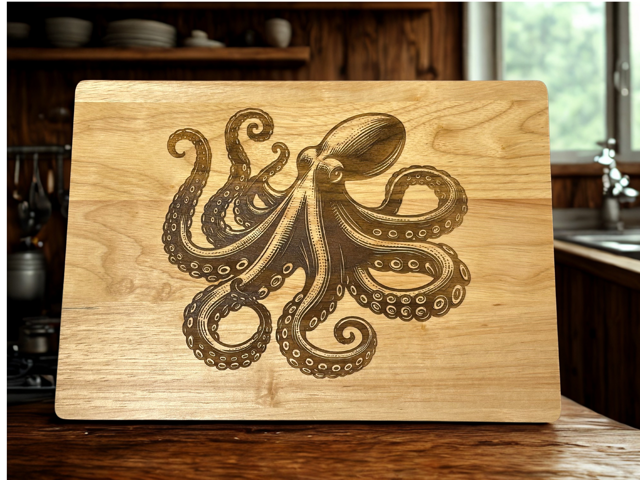 Octopus Rubberwood Cutting Board - Image 2